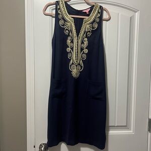 Lilly Pulitzer Navy Dress with Gold Detailing